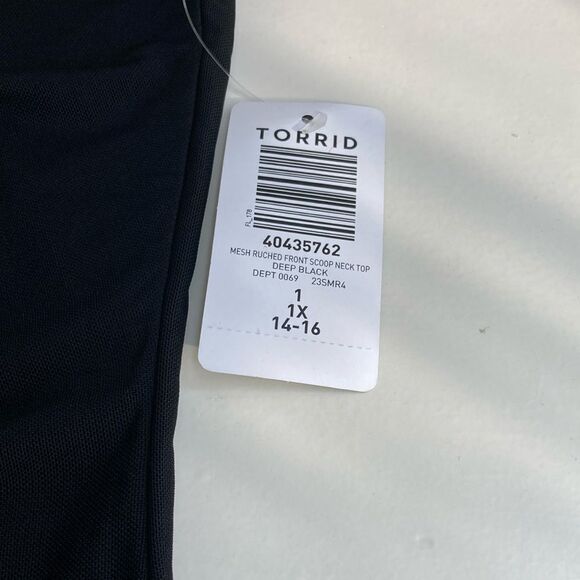 NWT TORRID FESTI 1x MESH RUCHED FRONT TANK: BLACK - Picture 7 of 9